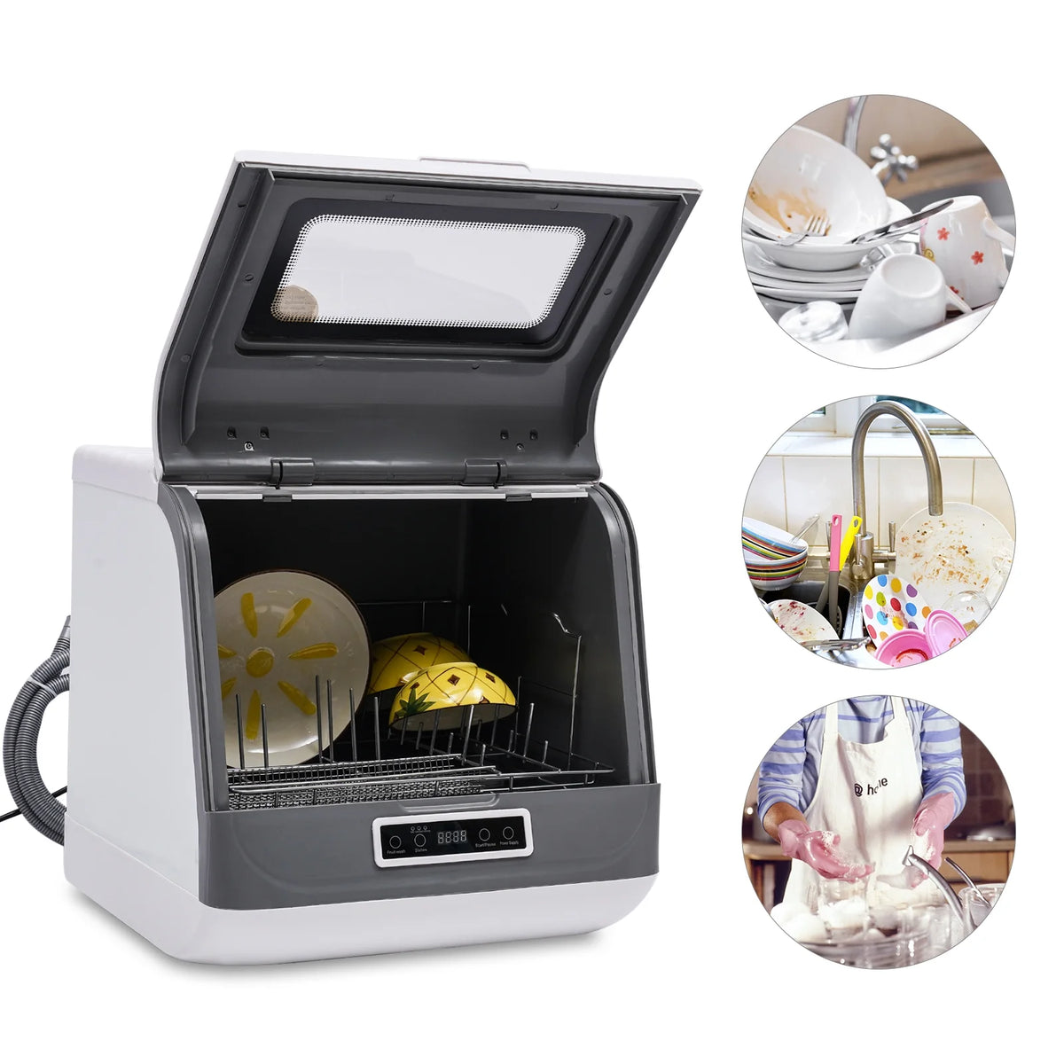 TOOL1SHOoo Portable Countertop Dishwasher with Large Capacity Air Dry Function 3 Washing Programs