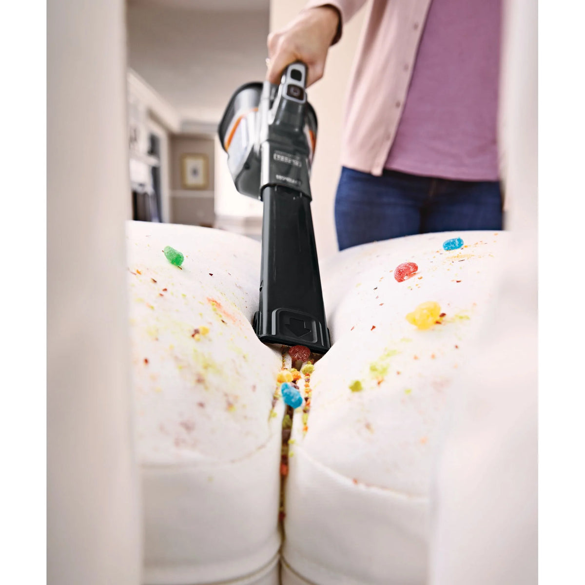 BLACK+DECKER 16V MAX dustbuster AdvancedClean+ Cordless Hand Vacuum, for Car & Home Use, with Long Crevice Tool and XL Dustbin, HHVK415B01, Grey