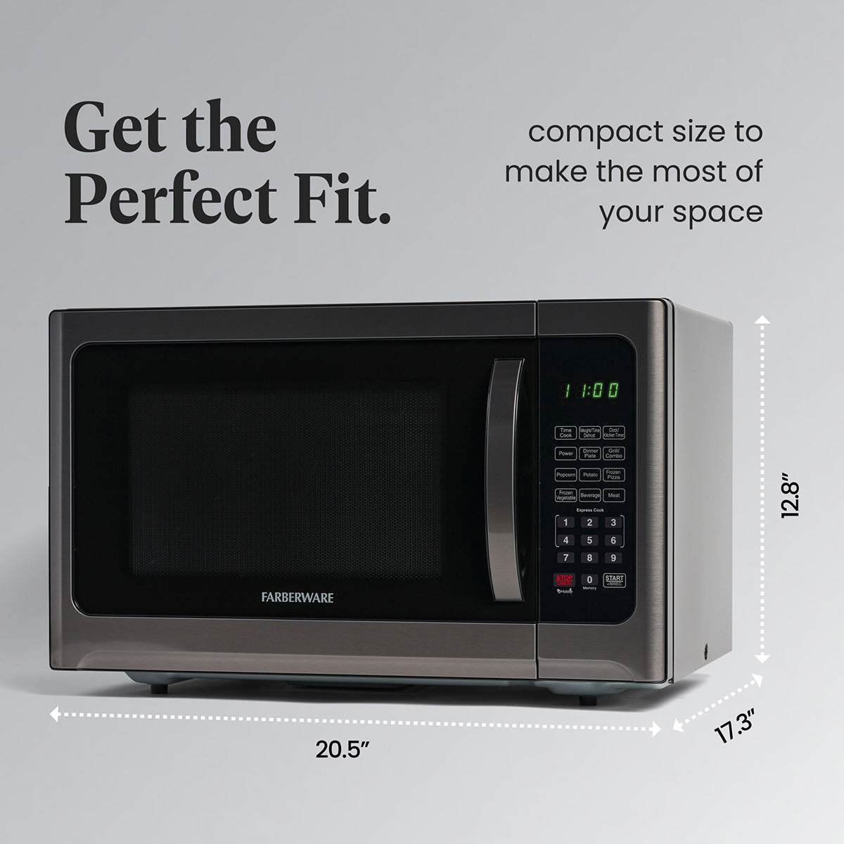 Farberware Professional 1.2 Cu. Ft. 1000-Watt Microwave Oven with Sensor Cooking, Stainless Steel/Black Body Wrap