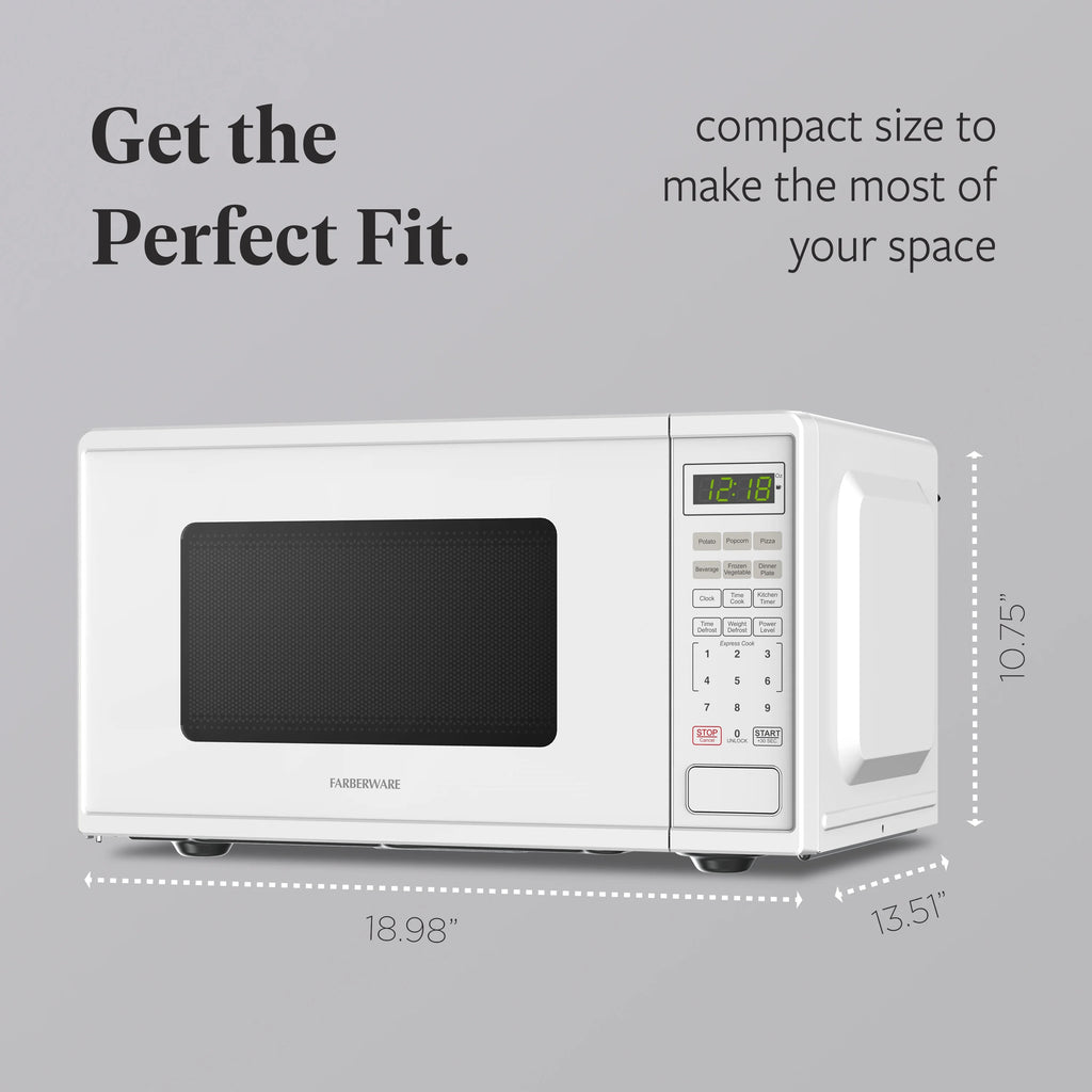 Farberware FMGZ09BKA 0.9 Cu. Ft. Microwave Oven, 900W, Digital Control, LED Display, 6 Cooking Presets, Black