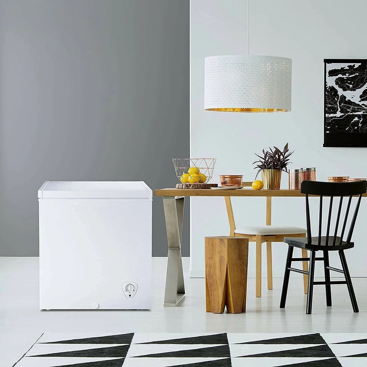 SMAD 5 Cu ft Chest Freezer Removable Baskets Free-Standing Top Open Door Deep Freezer, White