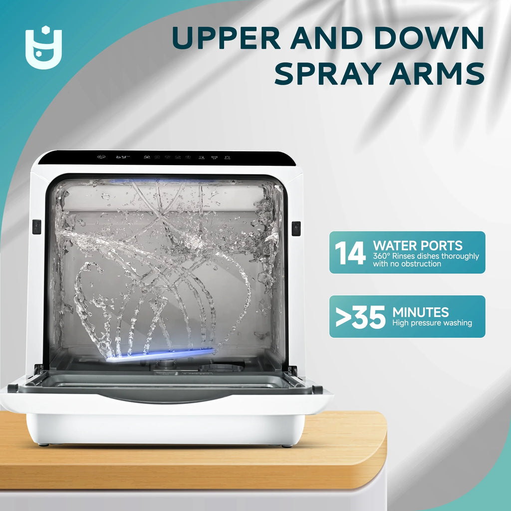 EUHOMY Portable Countertop Dishwashers with 5-Liter Built-in Water Tank and Air-Dry Function