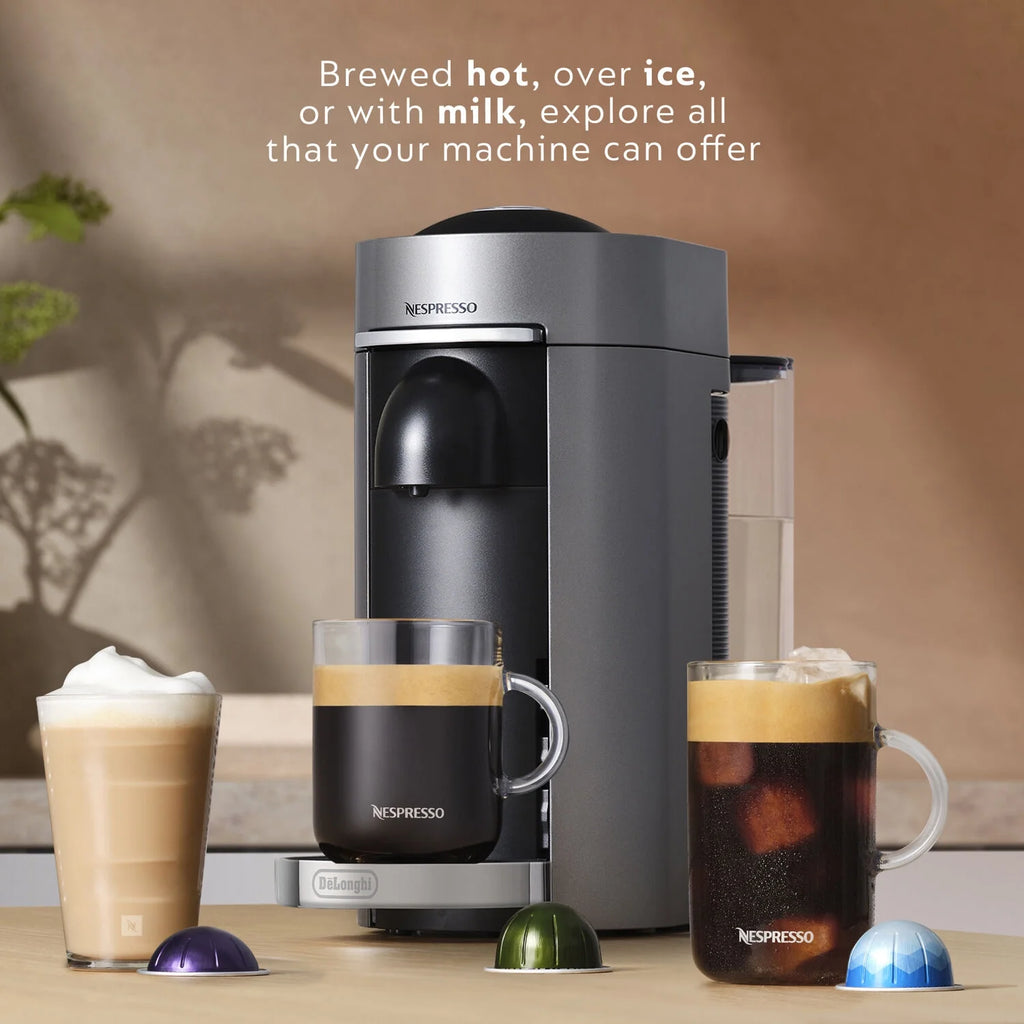 Nespresso VertuoPlus Deluxe Coffee and Espresso Maker by De'Longhi with Aeroccino, Black