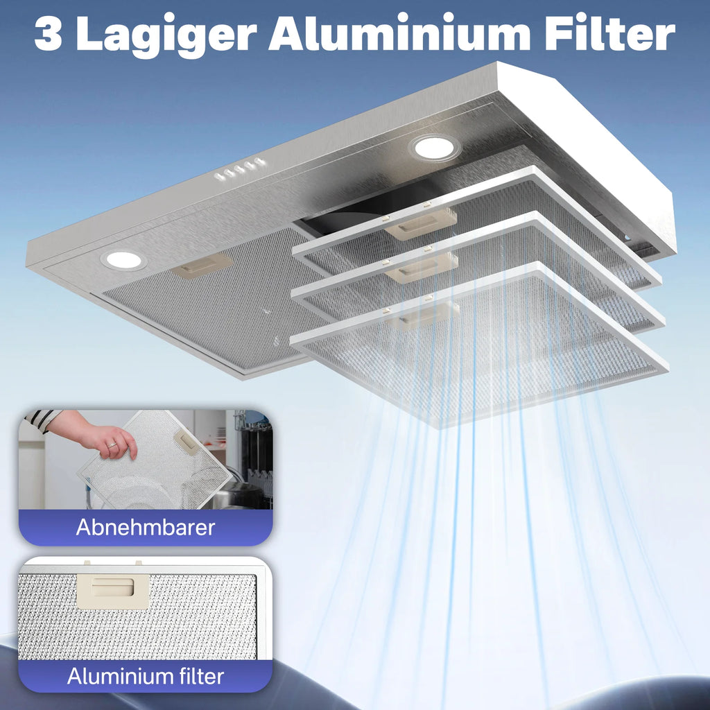 Graceall 29 Inch Under Cabinet Range Hood, Slim Stainless Steel Kitchen Vent Hood 300 CFM Ultra Quiet Brushless Motor, Ducted/Ductless Convertible with LED Lights & Dishwasher Safe Filters