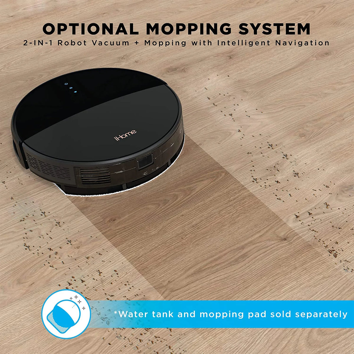 iHome iHRV1-BLK AutoVac Eclipse Robot Self Charging Vacuum Cleaner, Black