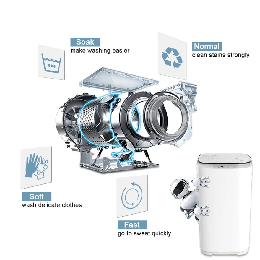 KAPAS KPS35-735H2 8 lbs Top Load Washing Machine with Built-in Pump and Long Drain Hose