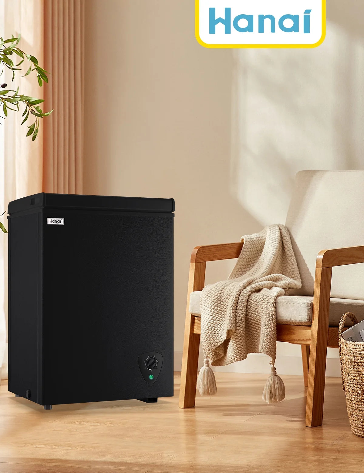 WANAI 3.5 Cu.ft Chest Freezer Small Deep Freeze with 7 Gears Temp Control Office Dorm Kitchen White