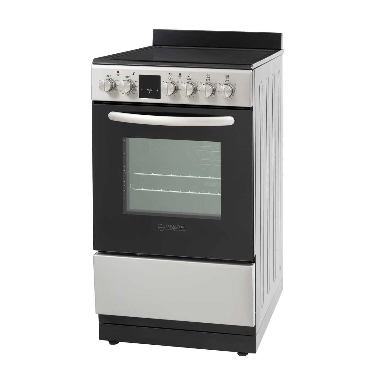 Equator 20" Electric Cooking Range 4 Ceramic Burner CONVECTION OVEN+AIR FRYER SS