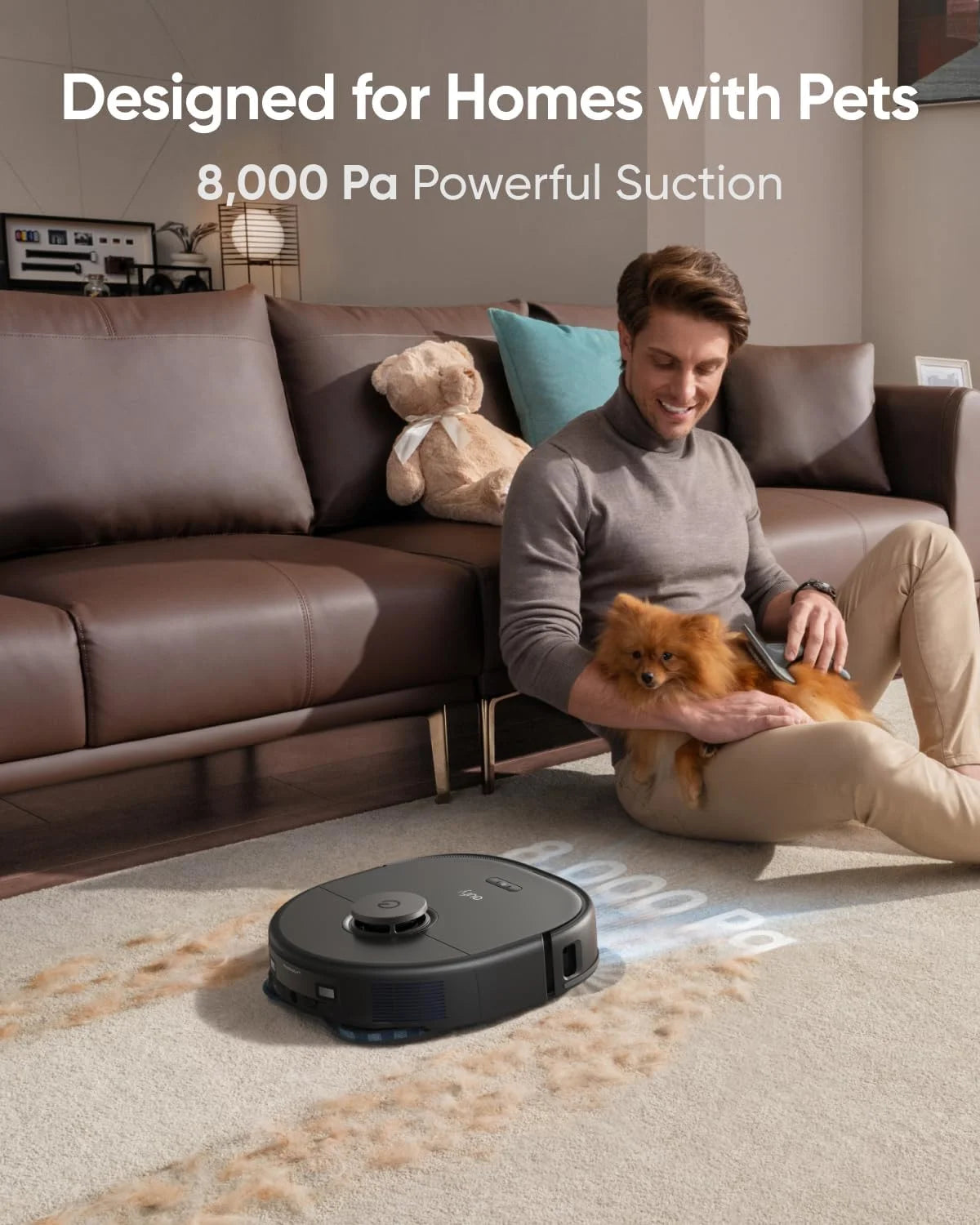 eufy X10 Pro Omni Robot Vacuum and Mop Combo, 8,000 Pa Suction, + Official Floor Cleaning Solutions (2 Bottles)