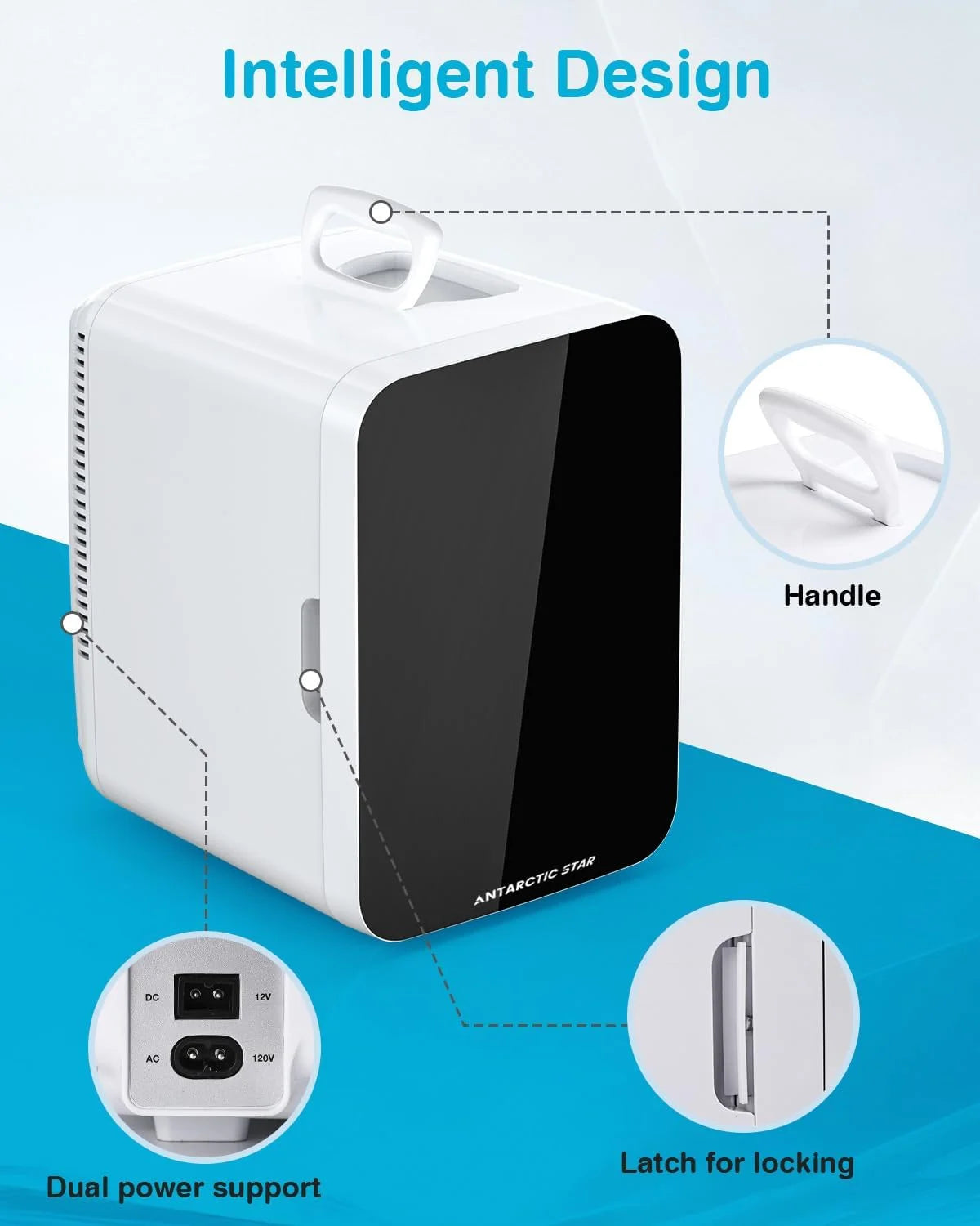 Compact Mini Fridge, 10L Portable Small Refrigerator, 2.6 Gal Mini Fridge with AC/DC Adapters, Small Cosmetics Cooler for Beverage, Food, Makeup, Bedroom, Office, Dorm,