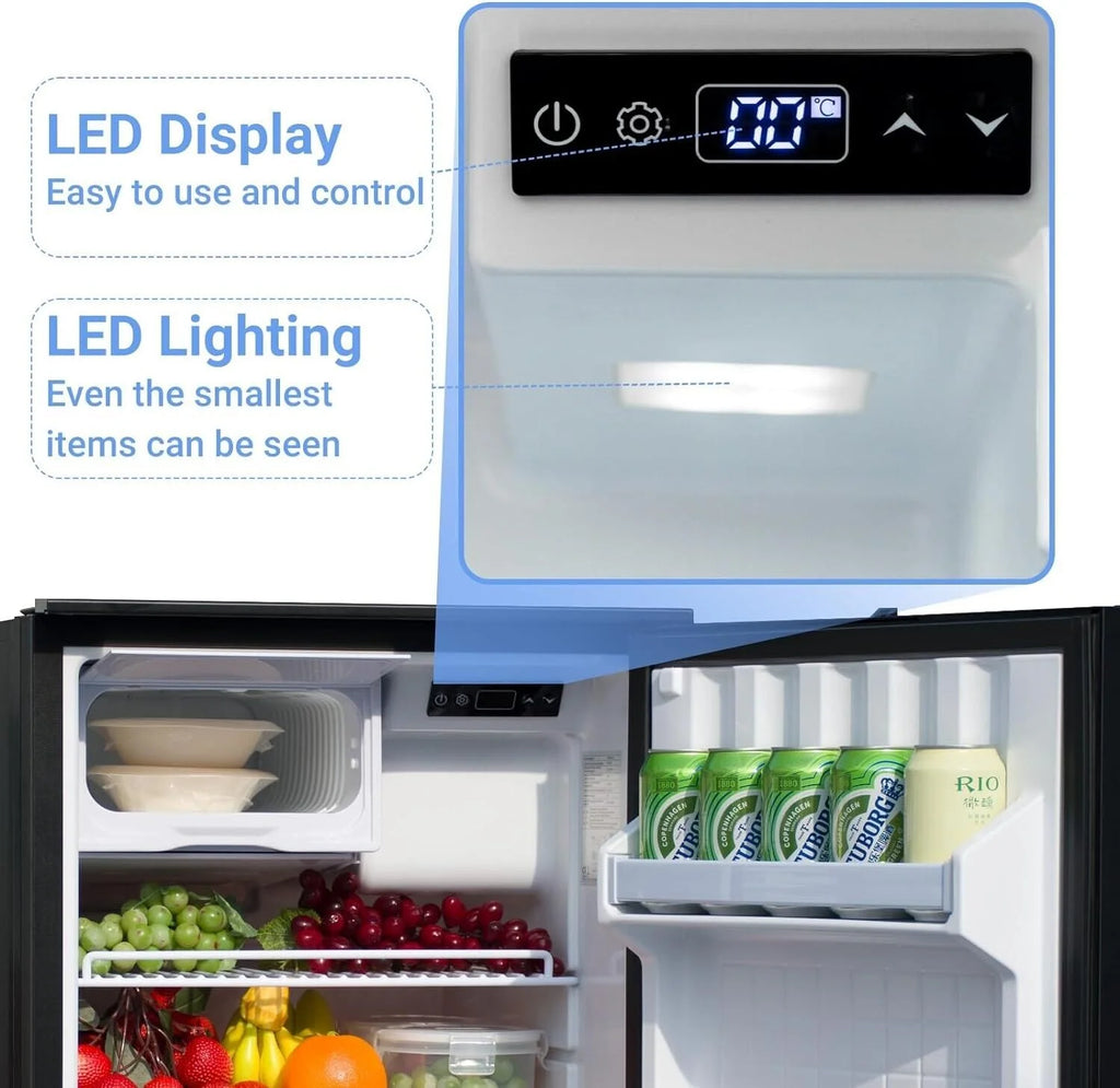 SMAD 3.0 Cu ft RV Car Fridge 85L with Freezer DC 12V/24V Camping  Refrigerator