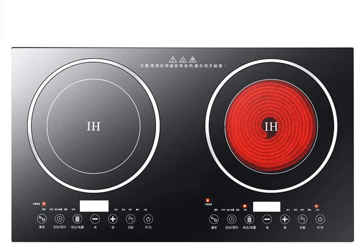 FETCOI, Portable Double Induction Cooktop Portable Electric  Cooker Cooktop Countertop Digital Electric Countertop