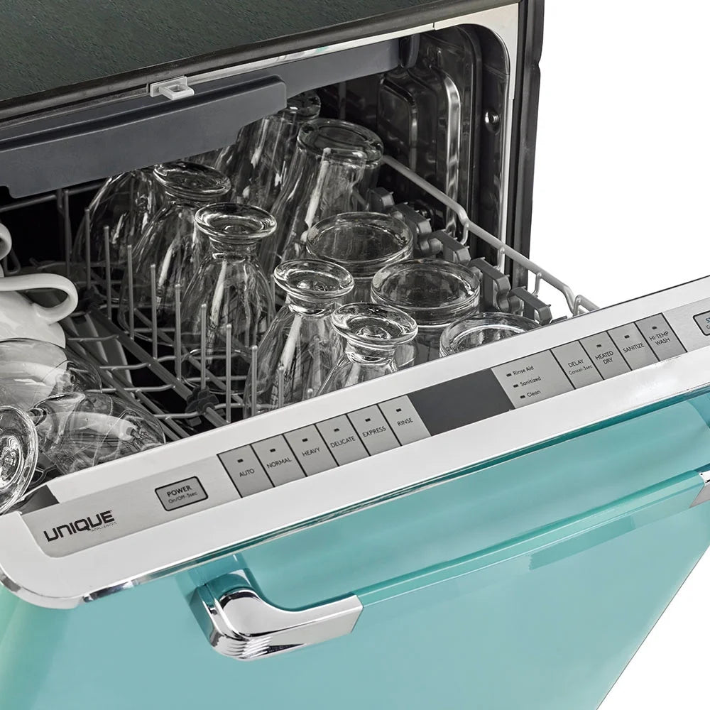 Unique Appliances Classic Retro 24" Built-in Dishwasher with Stainless Steel Tub and LED Lighting