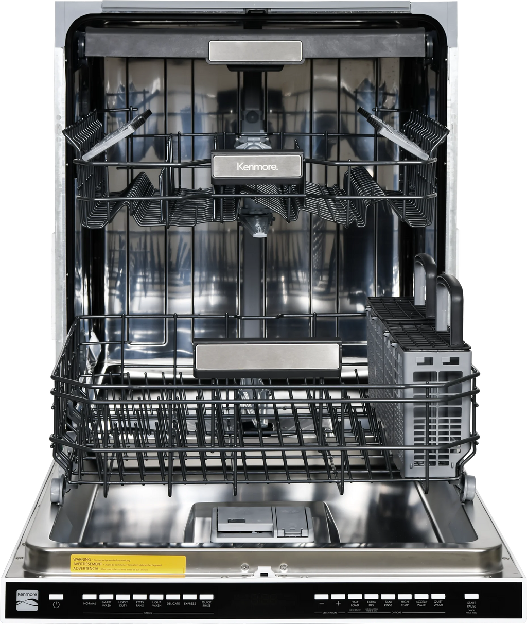 Kenmore 02214639 24" Built-in Stainless Steel Tub Dishwasher, Removeable 3rd Rack, SmartWash, Black
