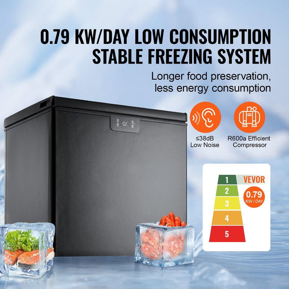 Choco Moon Large Capacity 14.5 Cu.ft Chest Freezer, 345L Storage, 4 Slide-Out Baskets, Lockable Lid, 8 Temp Control Levels, Energy-Efficient LED Lights, 6 Swivel Casters for Easy Mobility