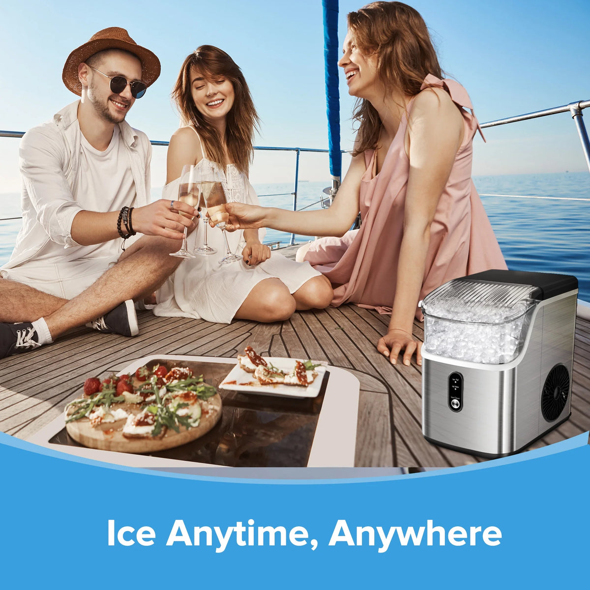 Auseo Nugget Ice Maker Countertop, Pebble Ice Maker Machine with 35lbs/24H Soft Ice, Self-Cleaning,  for Home/Kitchen/Office (Black)