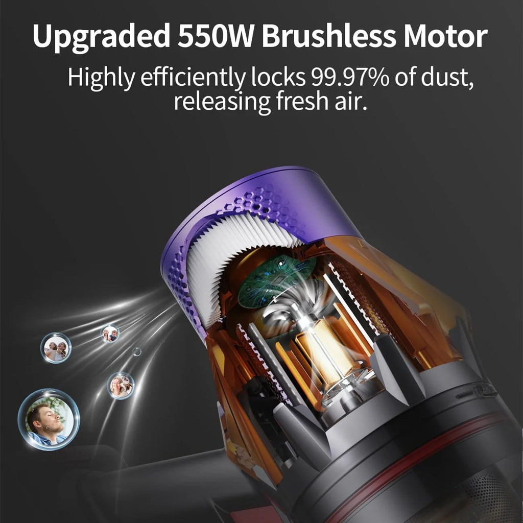 Cordless Stick Vacuum Cleaner 60mins 550W 45kpa with Charging Station Lightweight stick Vacuum for Carpets hardwood Pet Hair Rechargeable