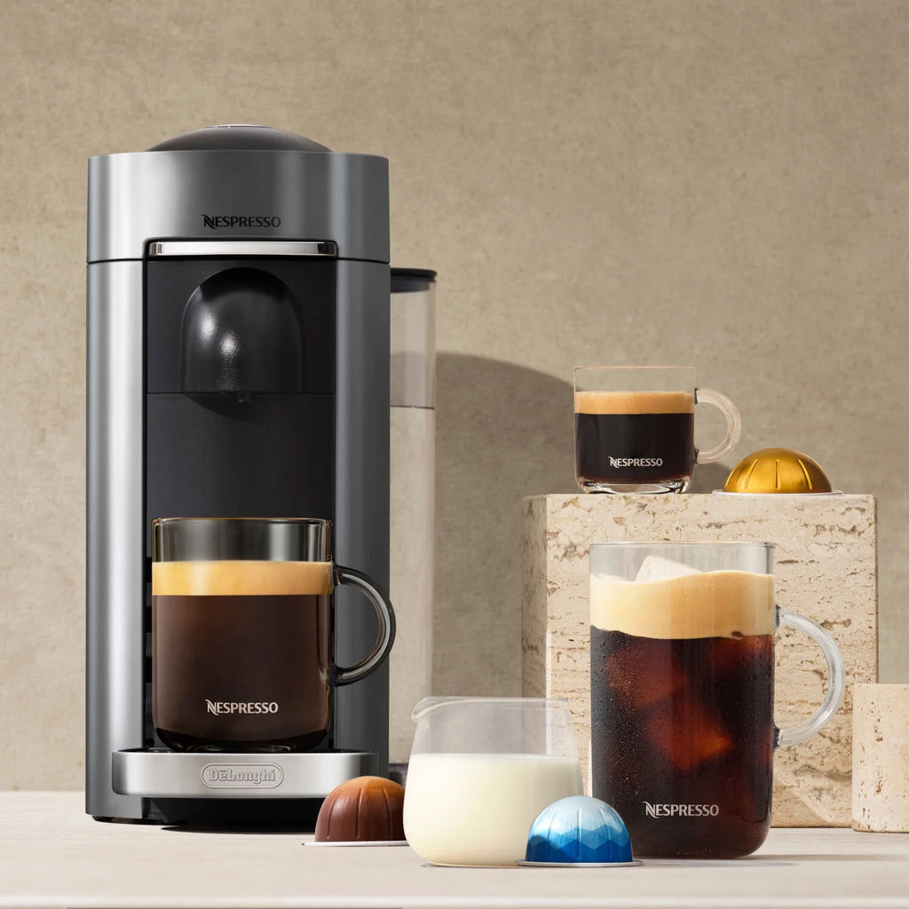 Nespresso VertuoPlus Deluxe Coffee and Espresso Maker by De'Longhi with Aeroccino, Black