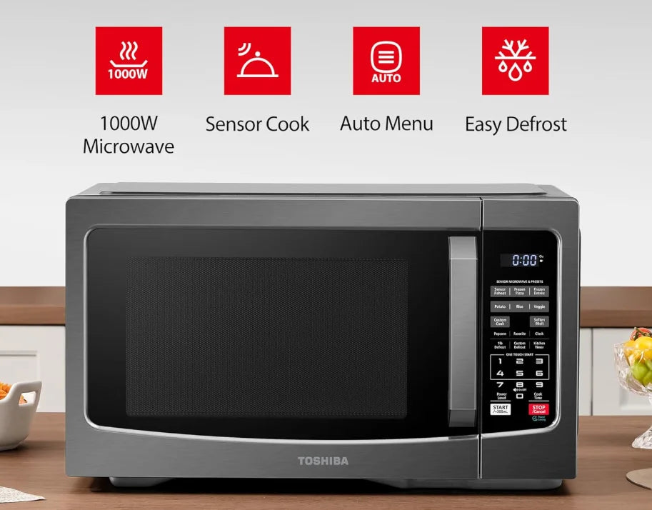 Countertop Microwave Oven 1.2 Cu Ft, 12.4 In. Removable Turntable, Silver