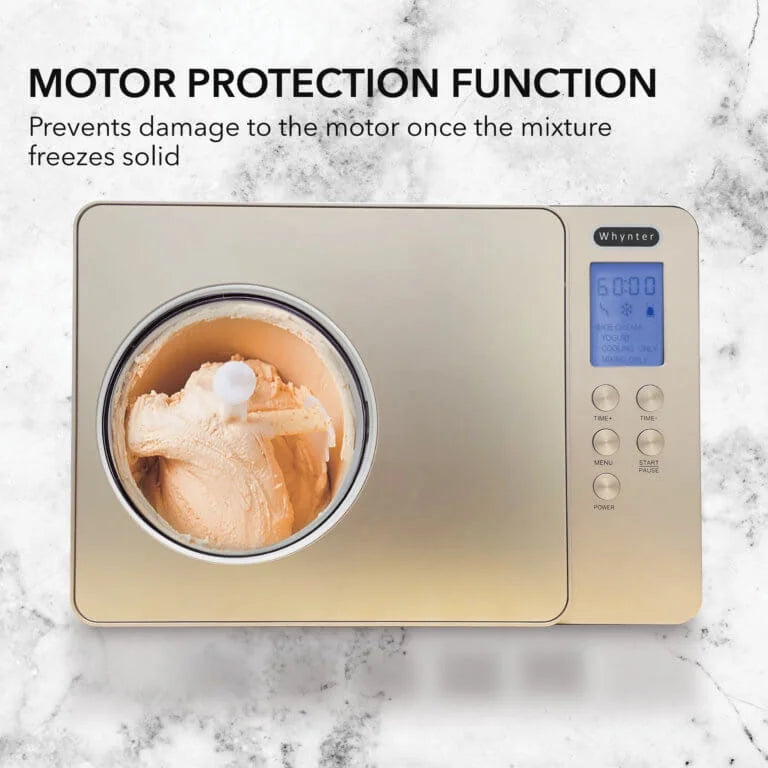 Whynter ICM-220CGY 2 Quart Capacity Automatic Compressor Ice Cream Maker & Yogurt Function with Stainless Steel Bowl in Champagne Gold