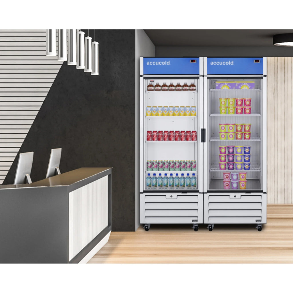 Full-sized glass door commercial display freezer