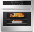 30 inch Electric Single Wall Oven with Convection Fan Touch Control, Large Oven Capacity, 360° Rotisserie, Fingerprint Resistant Stainless Steel
