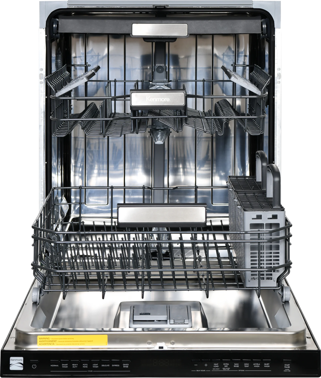 Kenmore 02214639 24" Built-in Stainless Steel Tub Dishwasher, Removeable 3rd Rack, SmartWash, Black