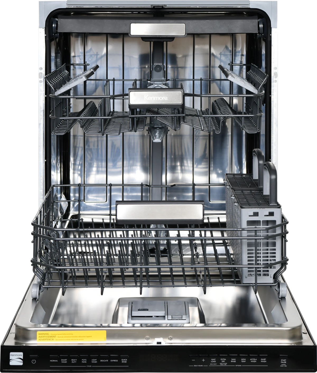 Kenmore 02214639 24" Built-in Stainless Steel Tub Dishwasher, Removeable 3rd Rack, SmartWash, Black