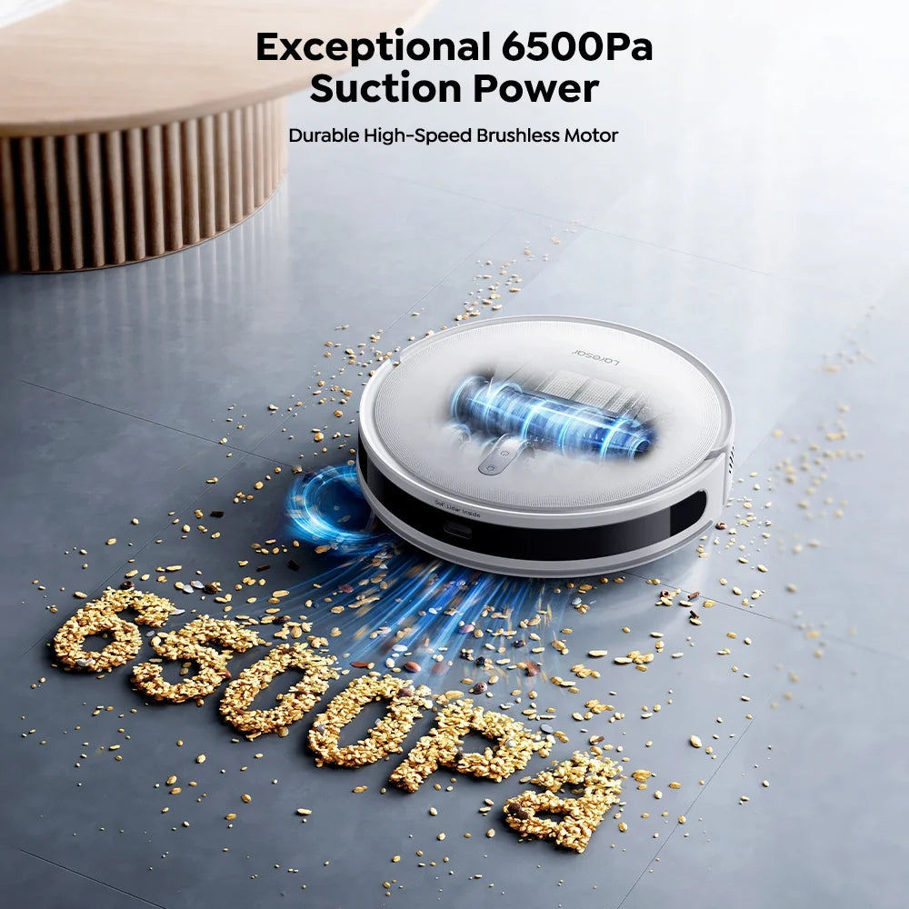 Laresar L10 Robot Vacuum Cleaner Lidar Navigation, 6500Pa 180Min Smart Robot Vacuum and Mop Combo, App/Alexa Control, for Carpet Pet Hair Hard Floor