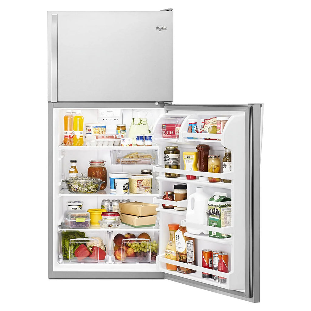 Whirlpool WRT318FZDM: Refrigerador con Congelador Superior de 30 Pulgadas de Ancho - 18 cu. ft - Acero Inoxidable.