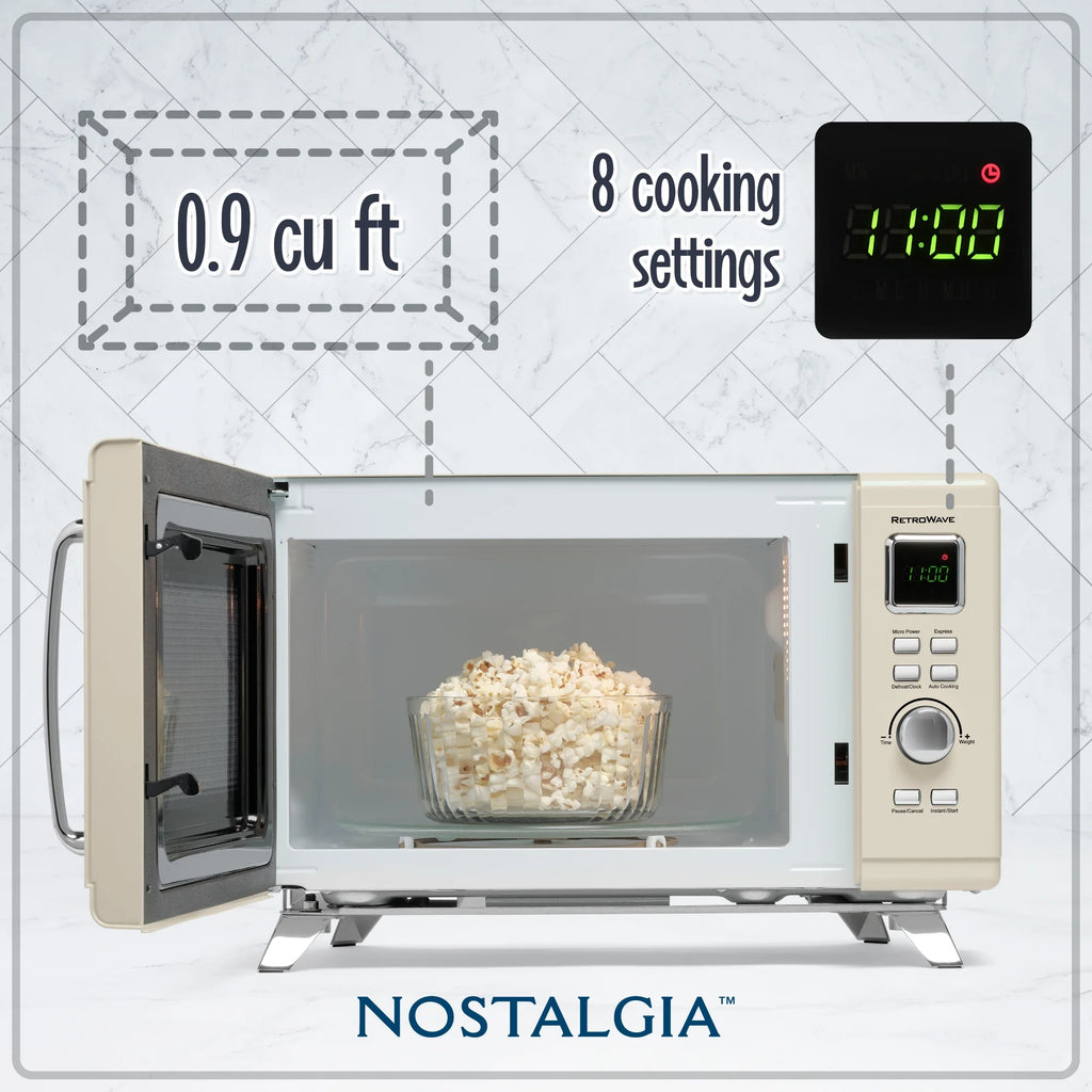 Nostalgia Mid-Century Retro 0.9 Cu. Ft. 900-Watt Microwave Oven, Black