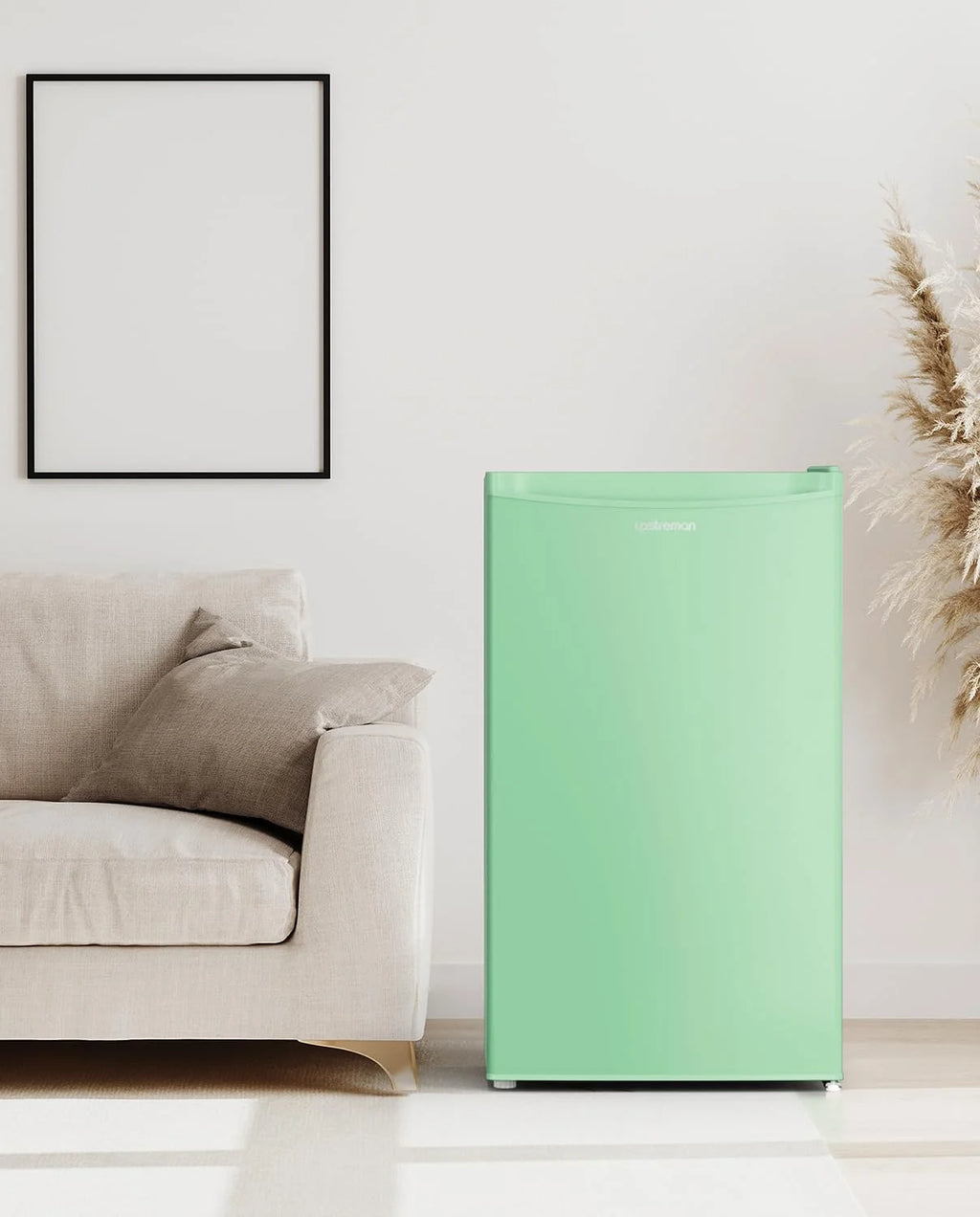 Upstreman 3.2 Cu.Ft Mini Fridge with Freezer, Single Door Mini Fridge, Dorm Fridge, Adjustable Thermostat, Mini Refrigerator for Bedroom, Office, Dorm, Green-BR321
