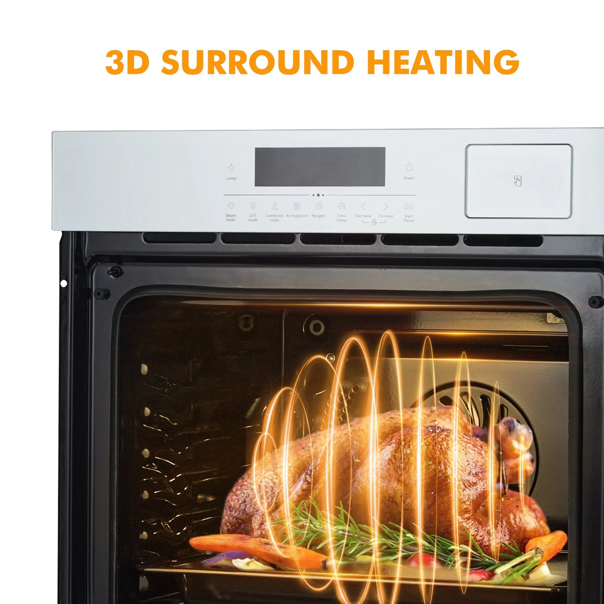 24" Electric Wall Ovens, Stainless Steel Single Wall Ovens With 8 Baking Modes 2.5Cu.Ft 3000W Electric Oven With Timer And Safety Lock 360�� Convection Airfryer