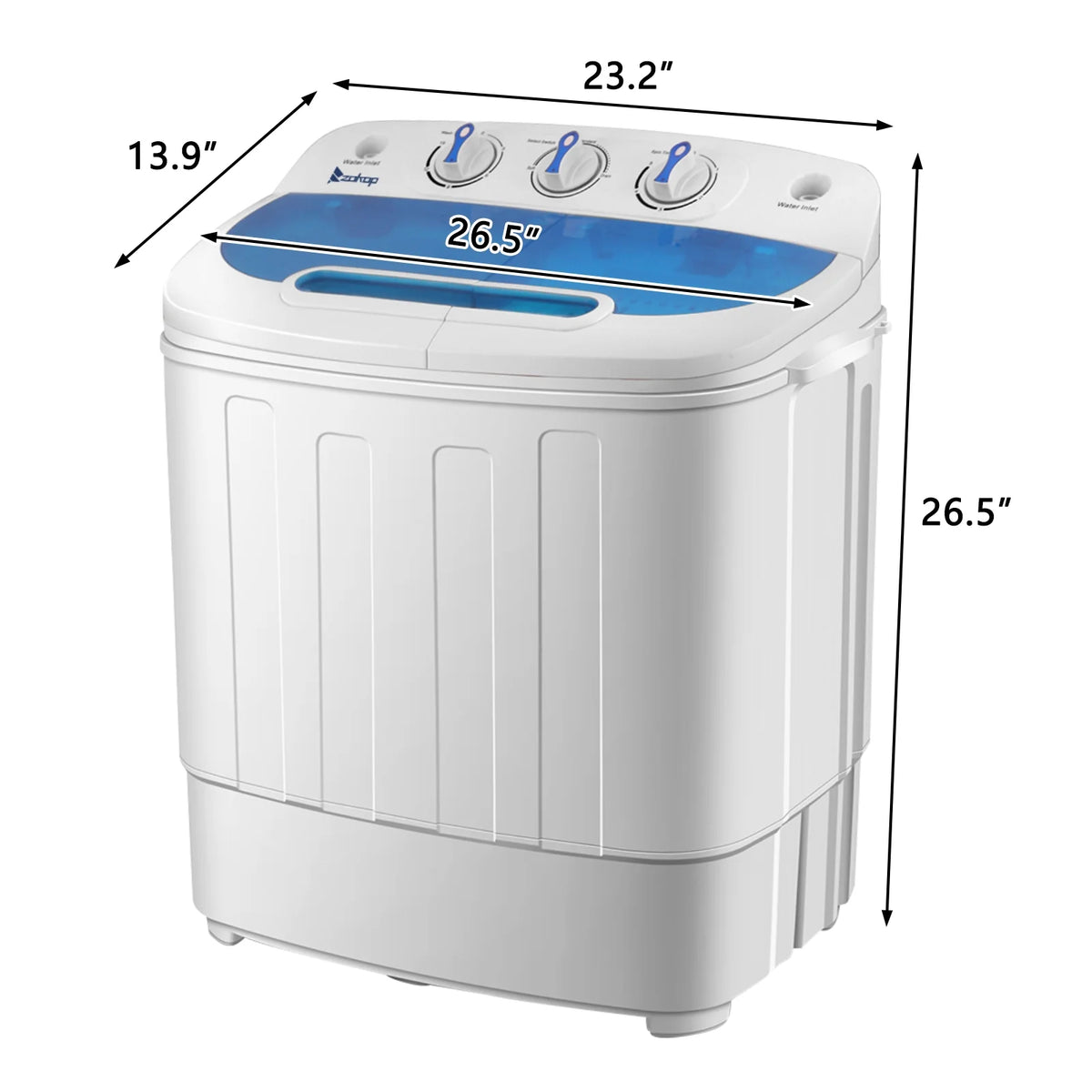 Compact Twin Tub with Built-in Drain Pump 13Lbs Semi-automatic Twin Tube Washing Machine