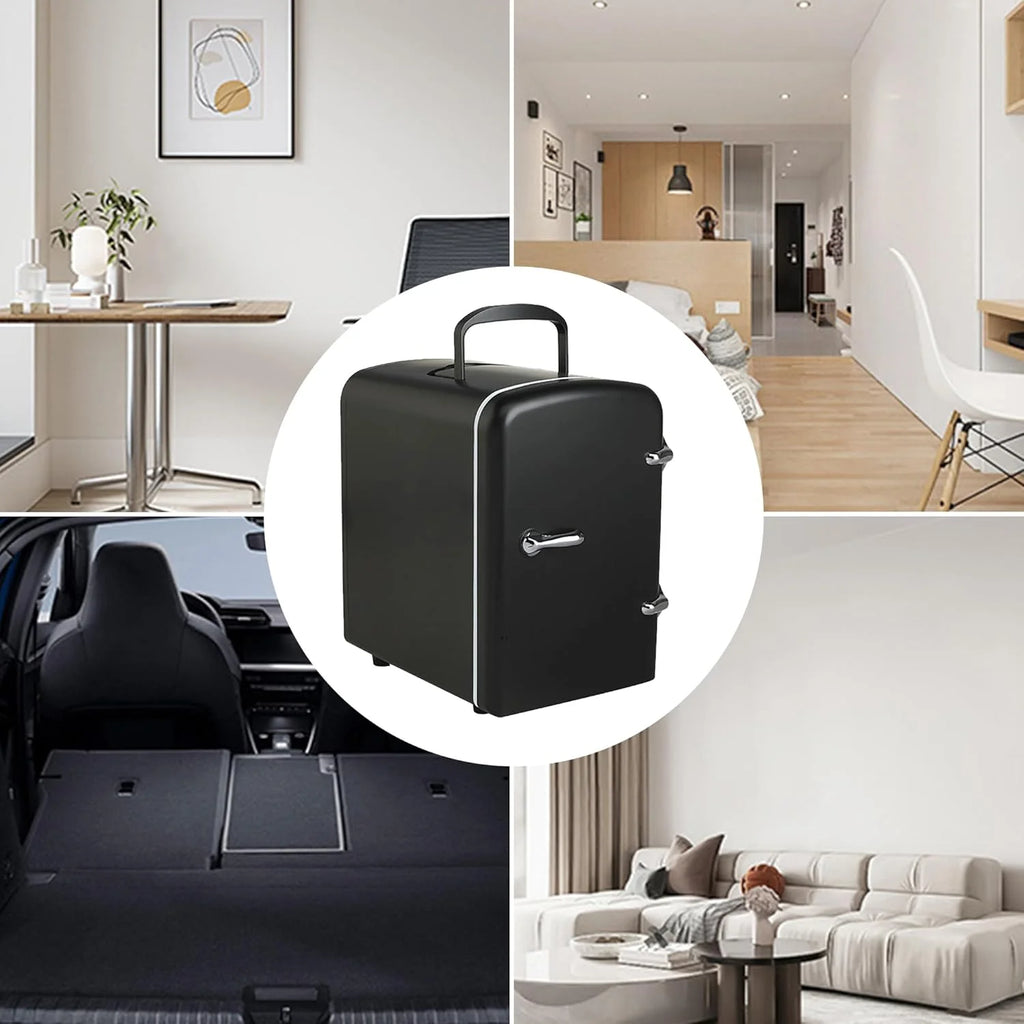 Mini Fridge,Skincare Fridge,Portable 4-Liter Capacity Makeup Fridge,Ideal for Bedroom, Dorm, Car and Office Use,Thermoelectric Cooler and Warmer,Car Fridge (Black)