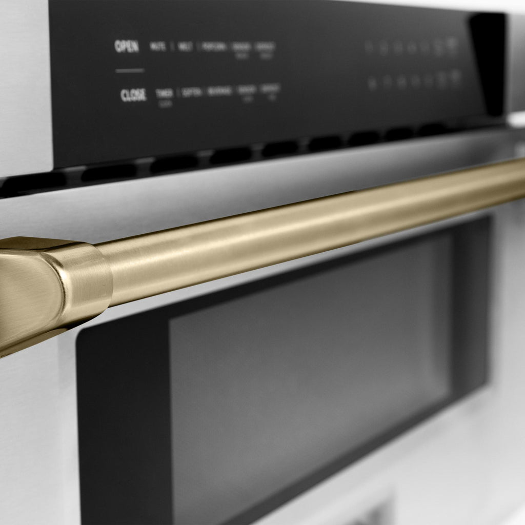 ZLINE Autograph Edition 30" 1.2 cu. ft. Built-In Microwave Drawer in Stainless Steel with Gold Accents