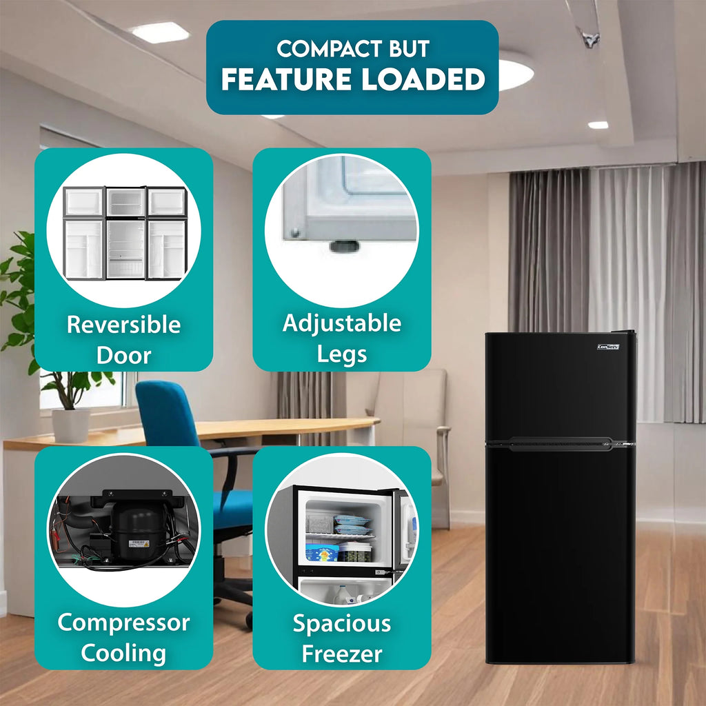 Conserv 19in BLACK Compact 2 Door Refrigerator 4.5cf Reversible Door 110V