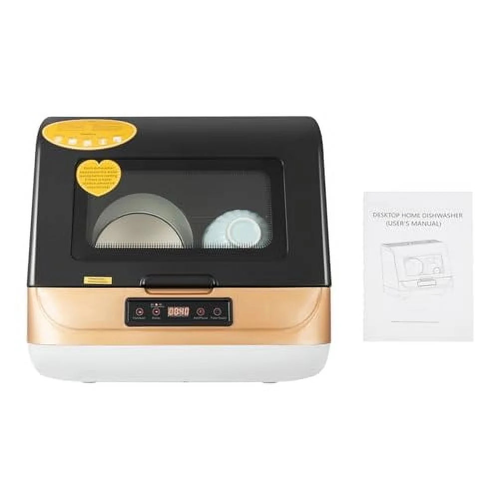 Portable Dishwasher Countertop, 800W 110V Mini Countertop Dishwasher Machine with 3 Washing Programs, Compact Dishwasher for Dishes Knives Forks Spoons Chopsticks Cups