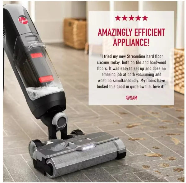 Streamline Corded Wet/Dry Hard Floor Cleaner and Vacuum Cleaner with Self Cleaning System for Sealed Hard Floors, Black