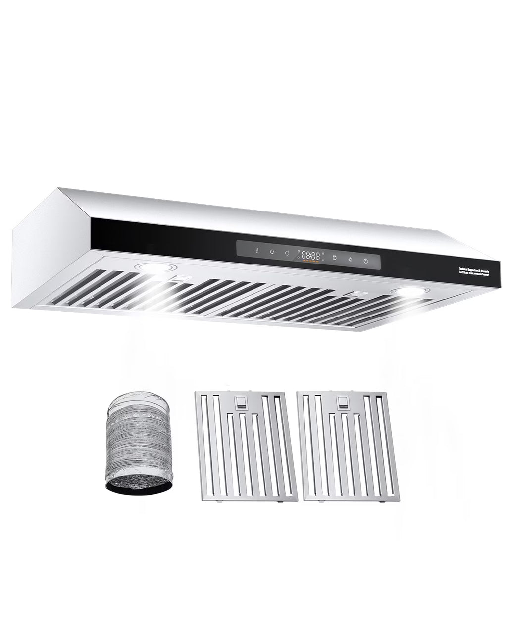 KFFKFF 30 Inch Under Cabinet Range Hood, Kitchen Exhaust System, 900CFM Dual Engine Stainless Steel Cooker Hood, Equipped with Gesture and Touch Interface, LED Illumination
