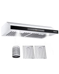 KFFKFF 30 Inch Under Cabinet Range Hood, Kitchen Exhaust System, 900CFM Dual Engine Stainless Steel Cooker Hood, Equipped with Gesture and Touch Interface, LED Illumination