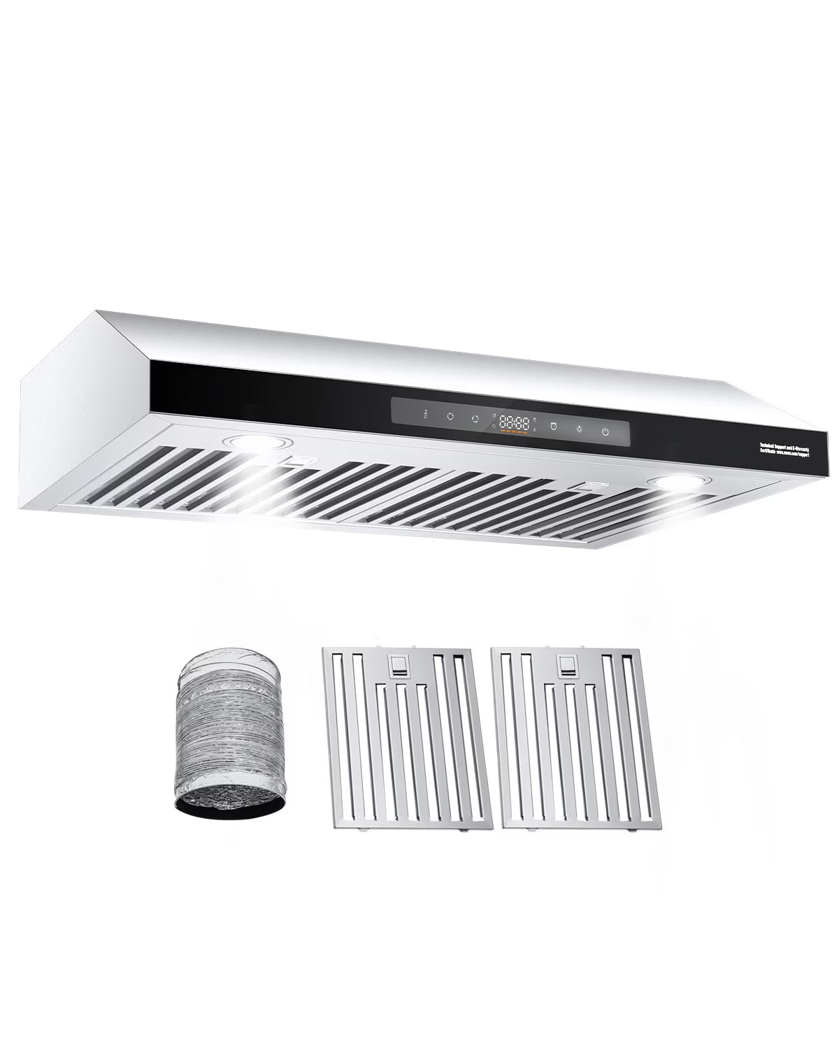 KFFKFF 30 Inch Under Cabinet Range Hood, Kitchen Exhaust System, 900CFM Dual Engine Stainless Steel Cooker Hood, Equipped with Gesture and Touch Interface, LED Illumination