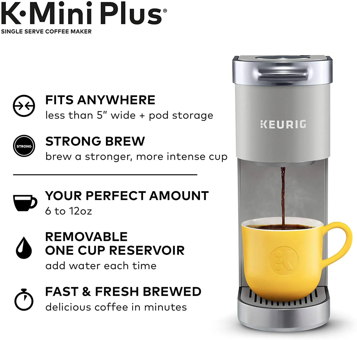 Keurig K-Mini Plus Single Serve K-Cup Pod Coffee Maker - Studio Gray