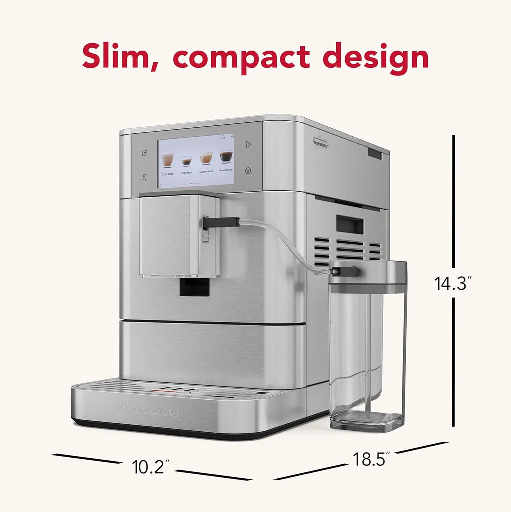 KitchenAid Fully Automatic Espresso Machine KF8 with Milk Attachment & Plant Based Milk Options, KES8558SX, Stainless Steel