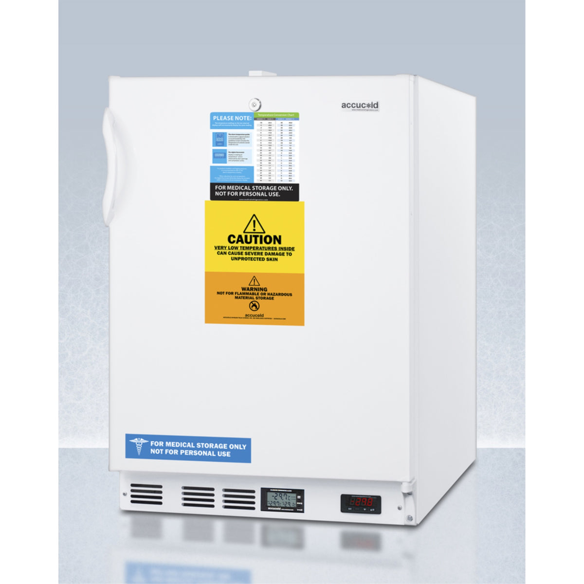 Built-in undercounter ADA compliant laboratory freezer capable of -30 C (-22 F) operation