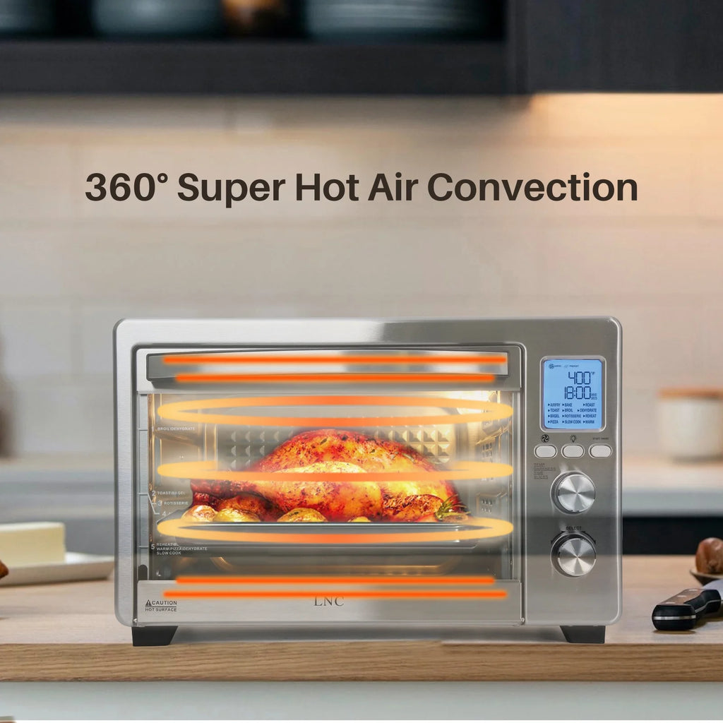 LNC 34 qt Air Fryer, Black - Ready Light Indicator