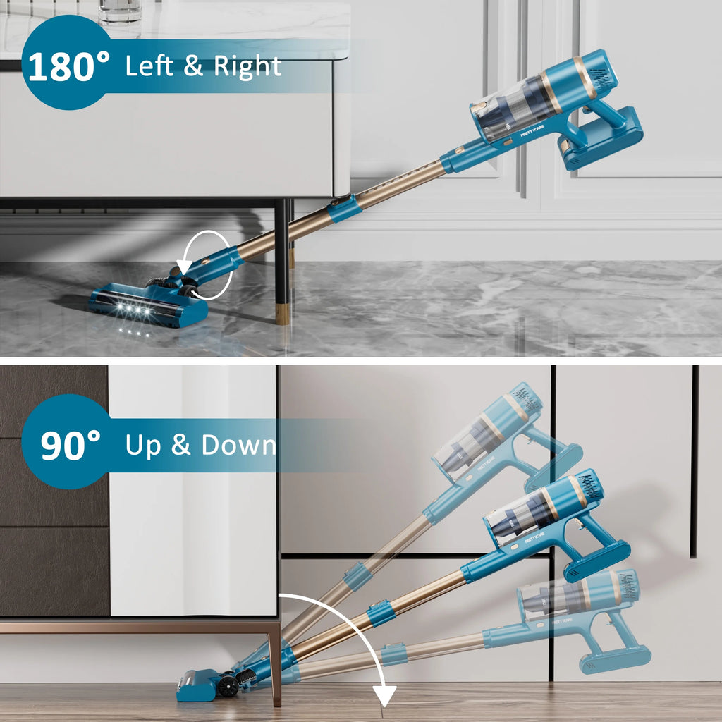PrettyCare Cordless Vacuum Cleaner Lightweight Stick Vacuum 38kPa with 45min Runtime for Carpet Hard Floors Cleaner Pet Hair P2