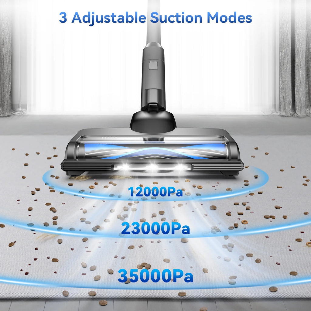 Lazyswan Cordless Vacuum Cleaner 35KPA Self-Standing Stick Vacuum 50min 400W Vac for Home Pet Hair Car Carpet Hardwood Floor, Black