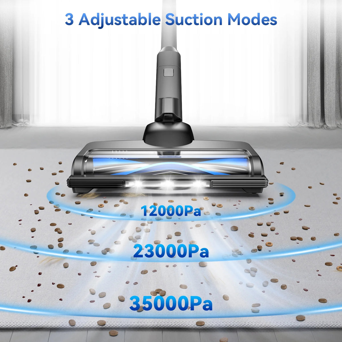 Lazyswan Cordless Vacuum Cleaner 35KPA Self-Standing Stick Vacuum 50min 400W Vac for Home Pet Hair Car Carpet Hardwood Floor, Black