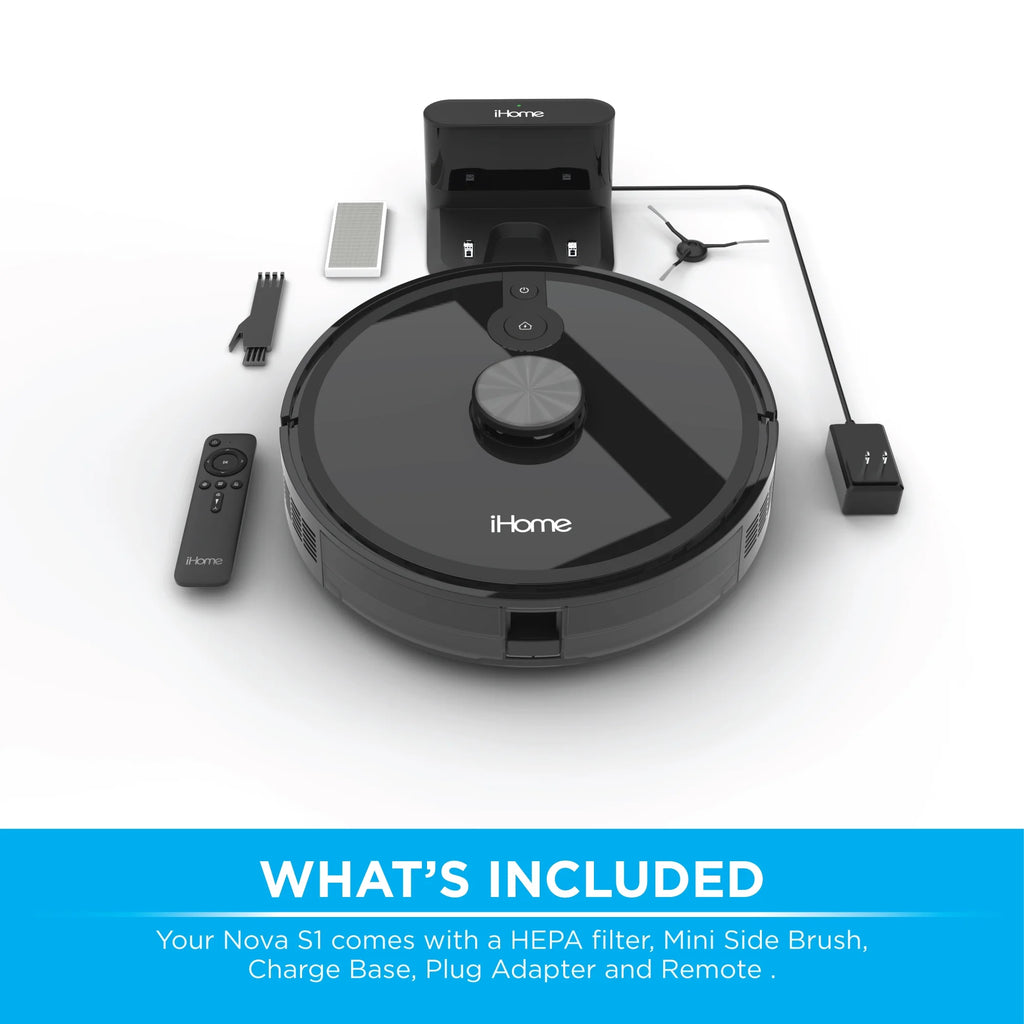 iHome AutoVac Nova S1 Robot Vacuum with LIDAR Navigation, 150 Min Runtime, 2700pa Suction, New